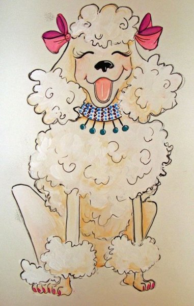Пудель акварелью