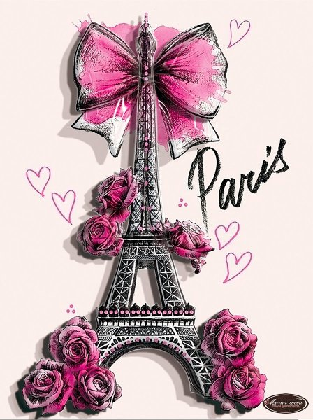 Эйфелева башня на белом фоне