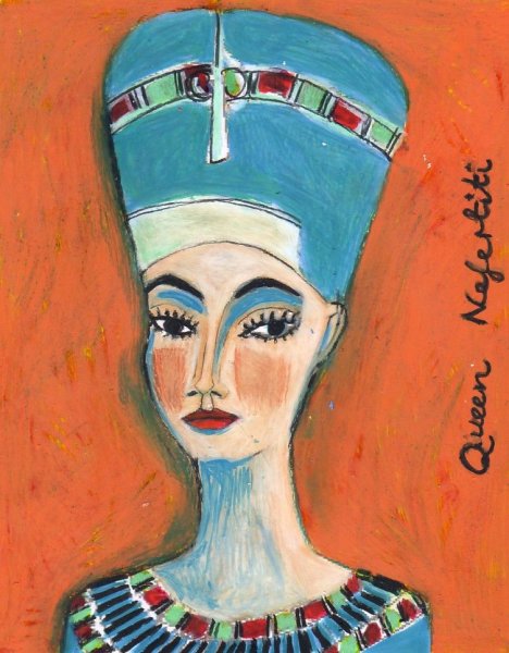 Египетская царица Нефертити в профиле в графике