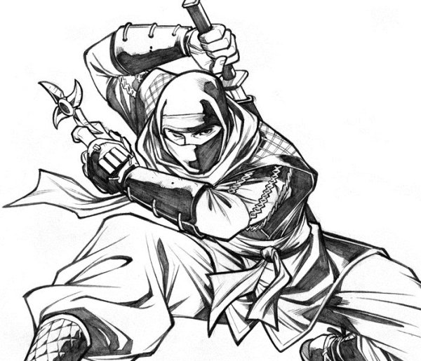 Самурай рисунок карандашом
