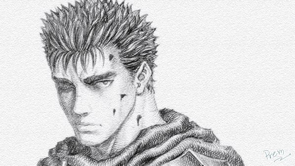 Гатс Берсерк карандашом