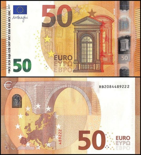 Как выглядит 50 евро купюра