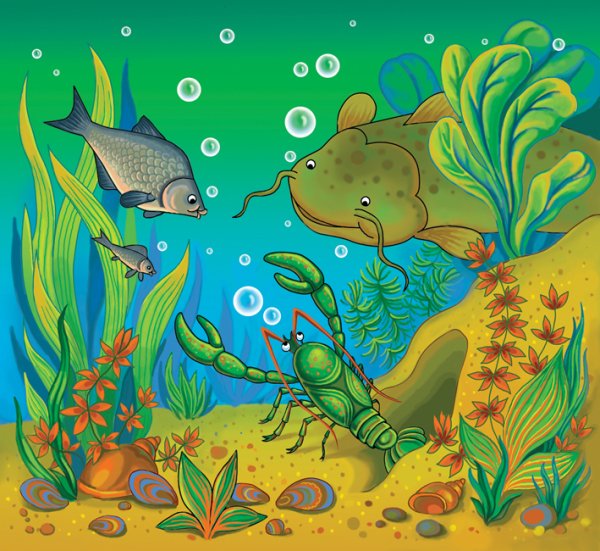 Аквариум с рыбками рисунок