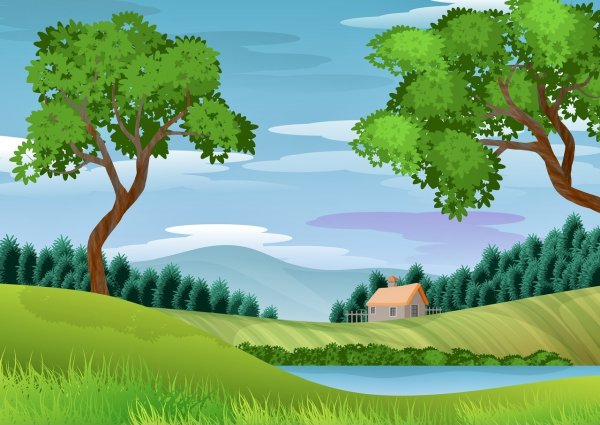 Нарисовать лес на горизонте