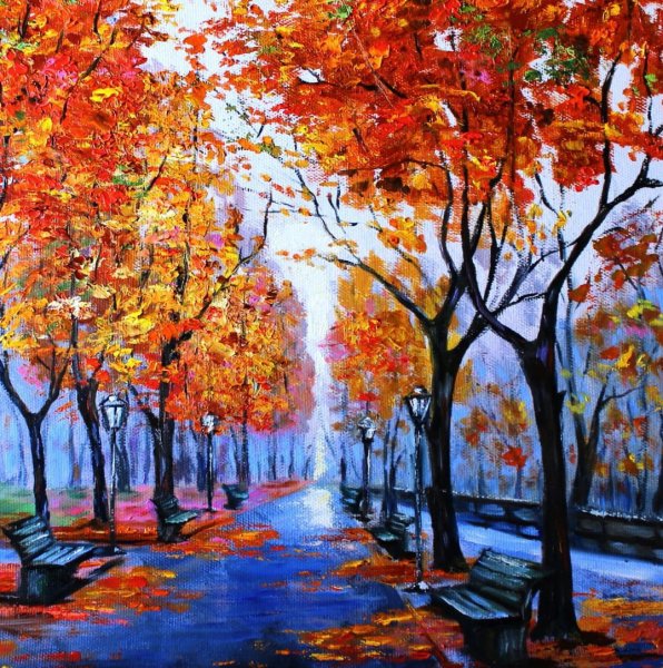 Рисование осенний парк