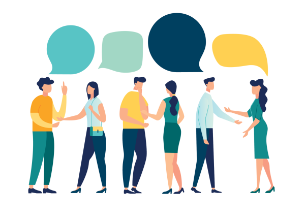 Общение людей на белом фоне