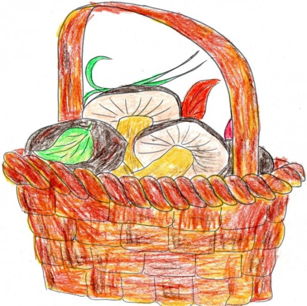 Рисование корзина с грибами