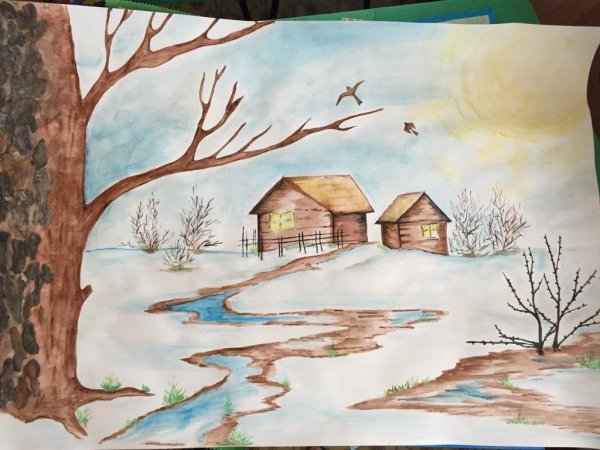 Рисование весеннего пейзажа