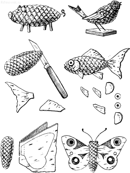 Человечек из шишек для детей