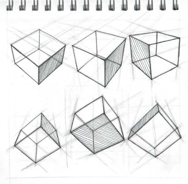 Куб в перспективе и сбоку