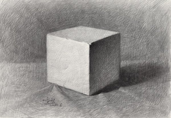 Куб в перспективе и сбоку