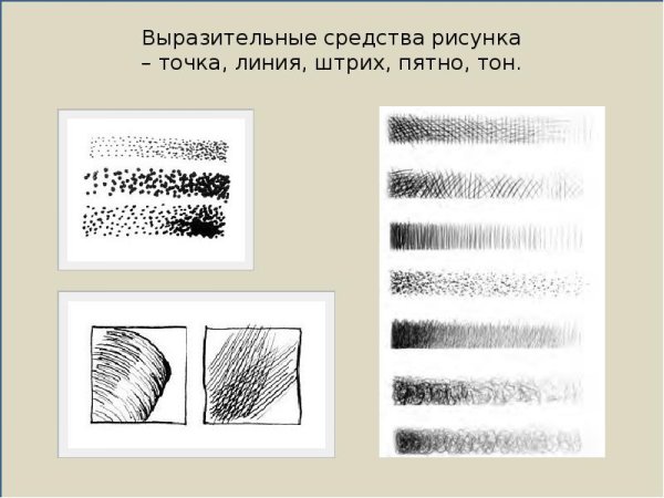Линия, штрих, пятно, точка, и тон