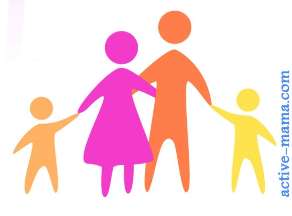 Силуэт родителей с ребенком