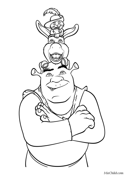 Шрек мультфильм раскраска