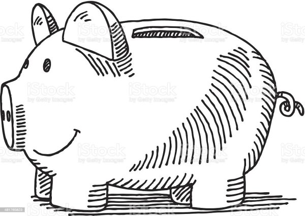 Свинья копилка рисунок карандашом