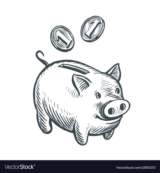 Свинья копилка рисунок