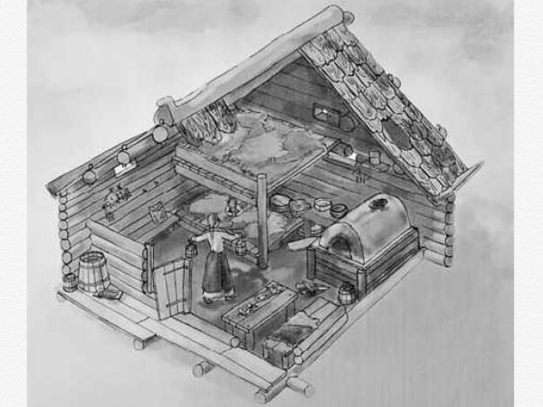 Набросок деревянной избы