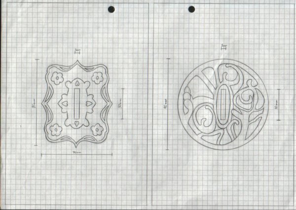 Цуба для катаны чертеж