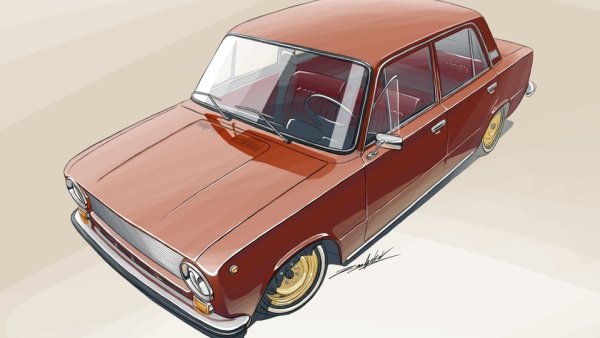 ВАЗ 2101 нарисовать сбоку