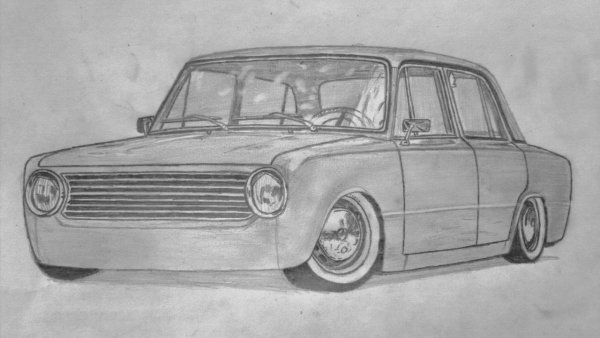 ВАЗ 2106 спереди карандашом
