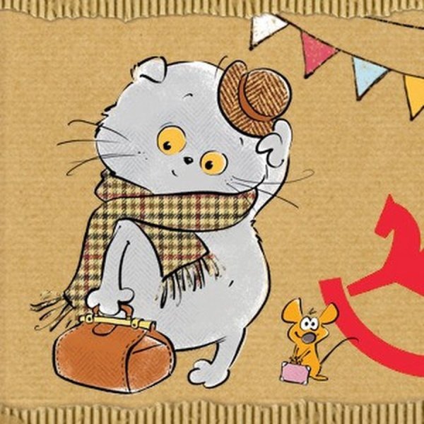 Кот Басик нарисованный