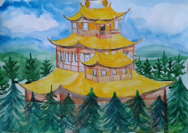 Рисунок Бурятии Тамчинский дацан рисунок