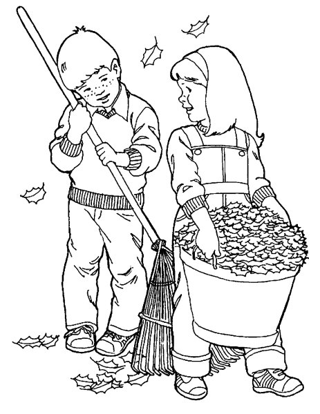 Осенний труд раскраска