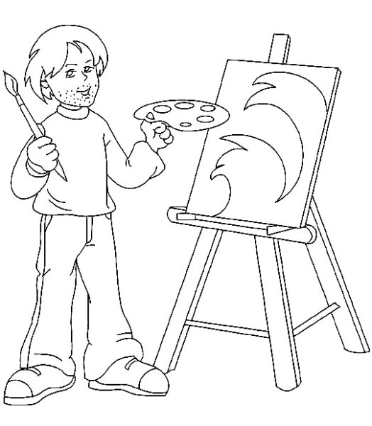 Художник раскраска для детей