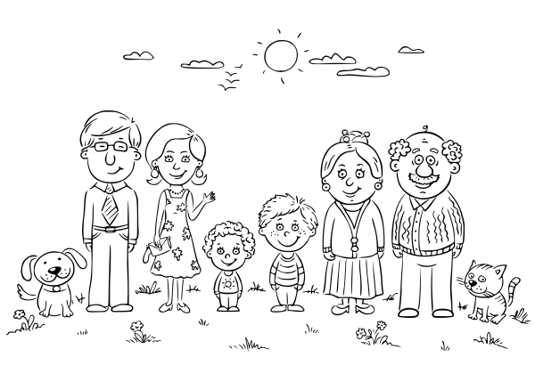 Семья раскраска для детей