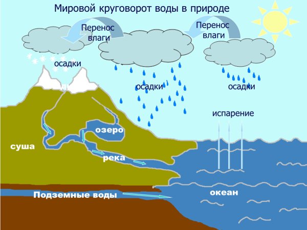 Процесс круговорота воды в природе схема