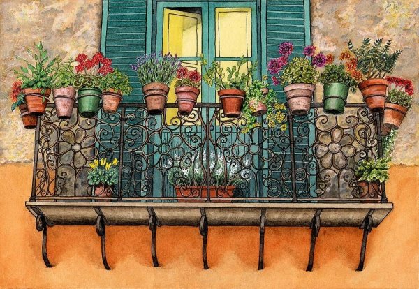 Балкон иллюстрация