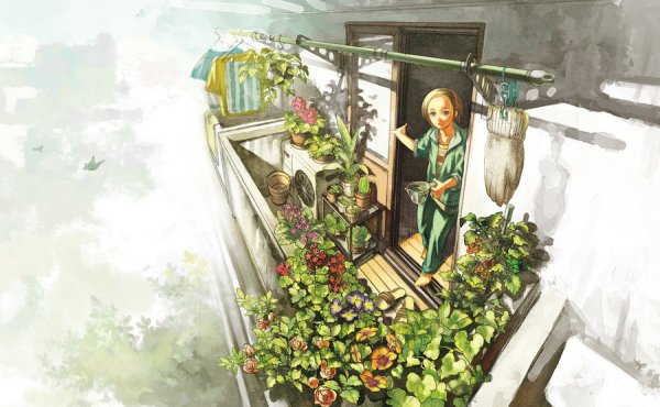 Балкон с цветами арт