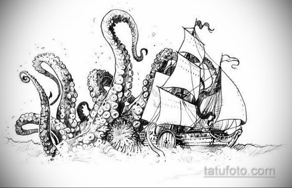 Кракен Морское чудовище раскраска