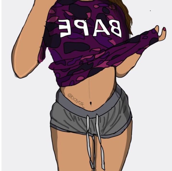 Девушка в майке рисунок