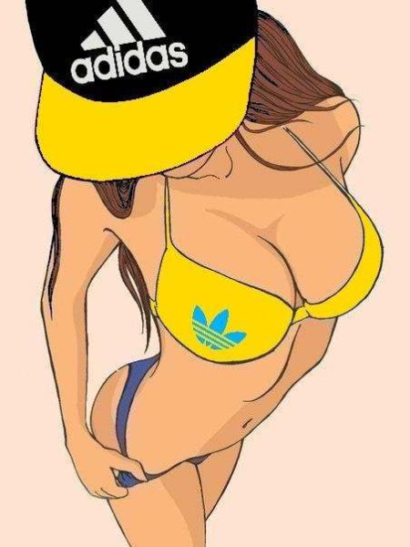 Нарисованная девушка в адидасе