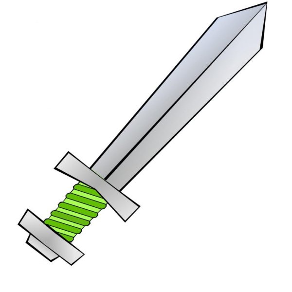 Мультяшный меч на белом фоне