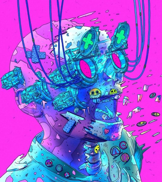 Cyberpunk Robot неон