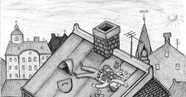 Крыши домов рисунок