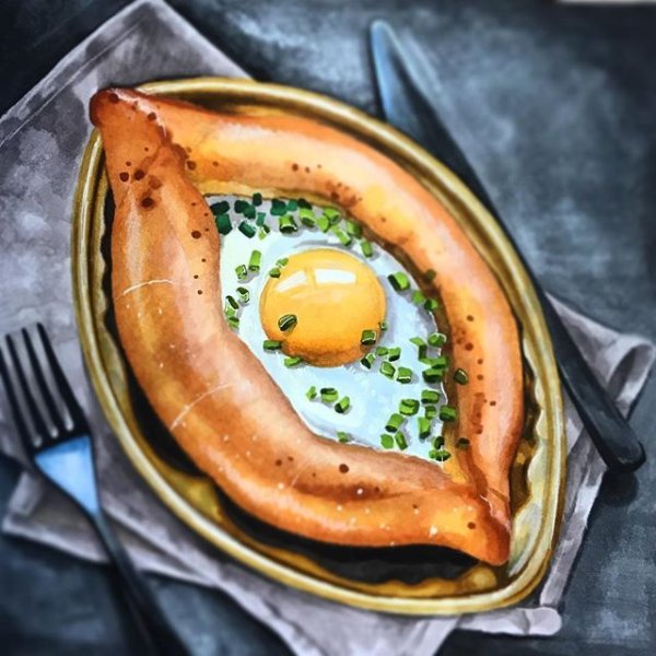 Хачапури по аджарски вектор