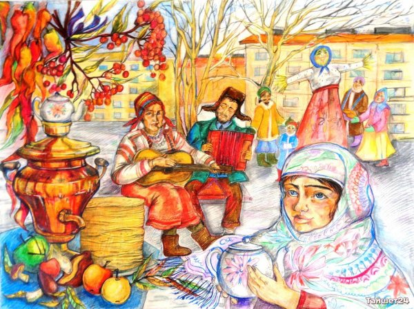 Праздник Масленица рисунок