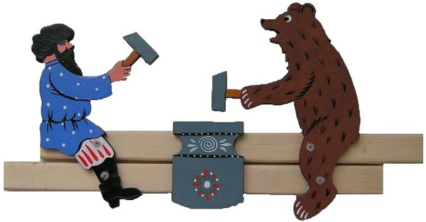 Богородская игрушка медведь и мужик