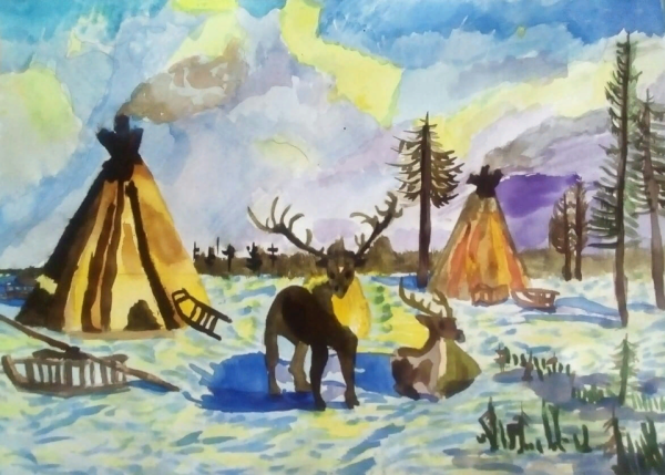 Северное сияние живопись народов севера