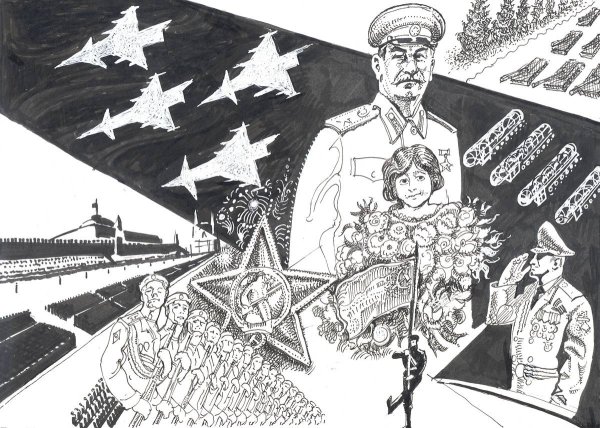 Парад Победы рисунок карандашом