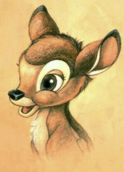 Бэмби рисунок карандашом