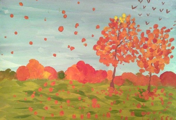 Рисование осеннее небо