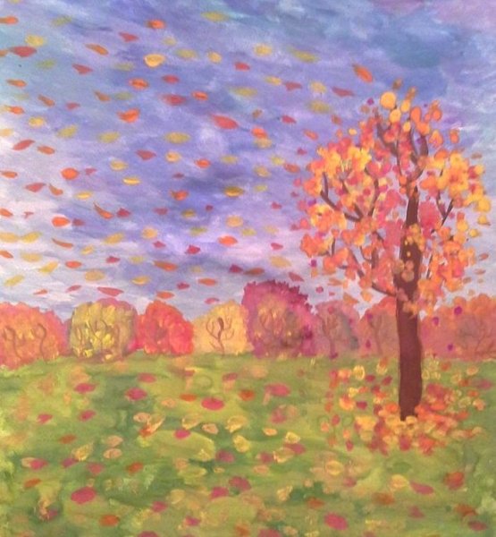 Рисование для детей осеннее небо