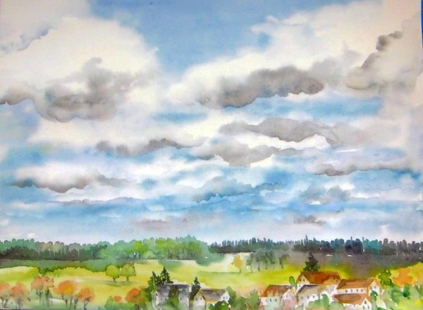 Осеннее небо мультяшное