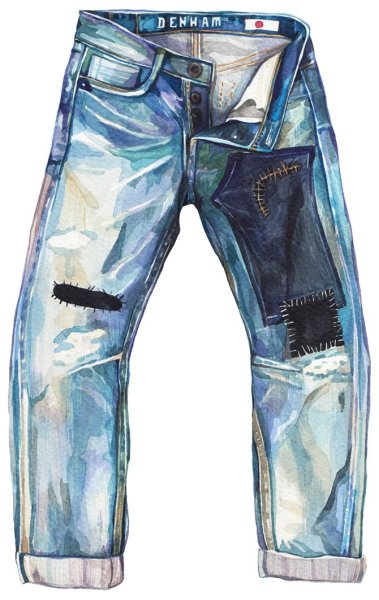 Джинсы акварелью