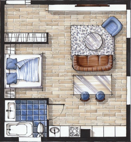 Интерьер квартиры вид сверху