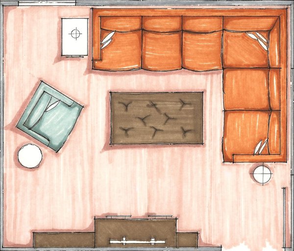 Нарисовать комнату вид сверху